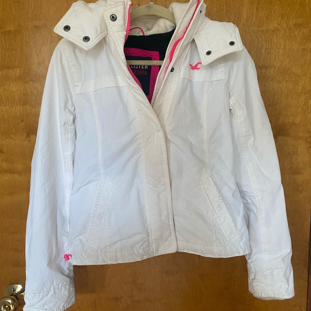 Hollister white winter jacket